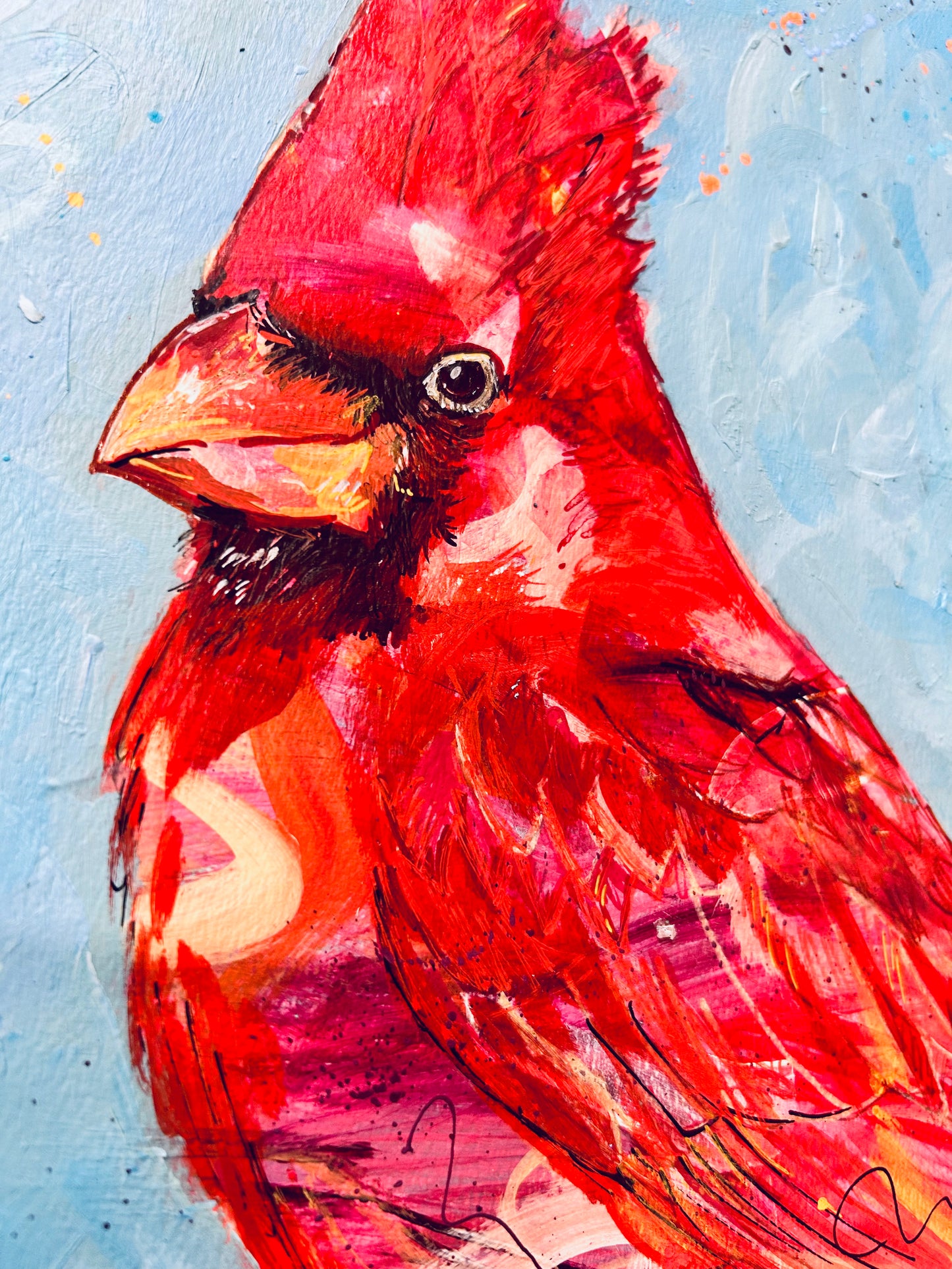 8x10 Cardinal acrylic original painting