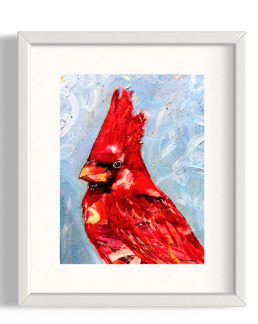 8x10 Cardinal acrylic original painting