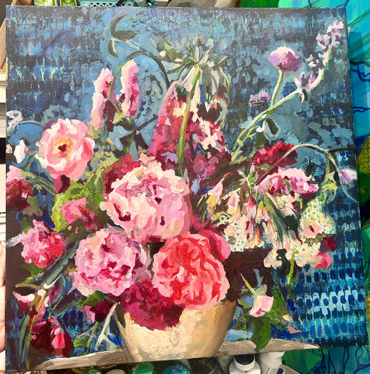 Blue Reverie with Peonies