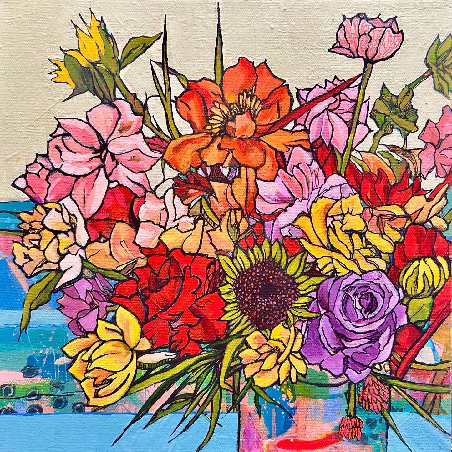 “Let all that you do be done with Love” floral painting 