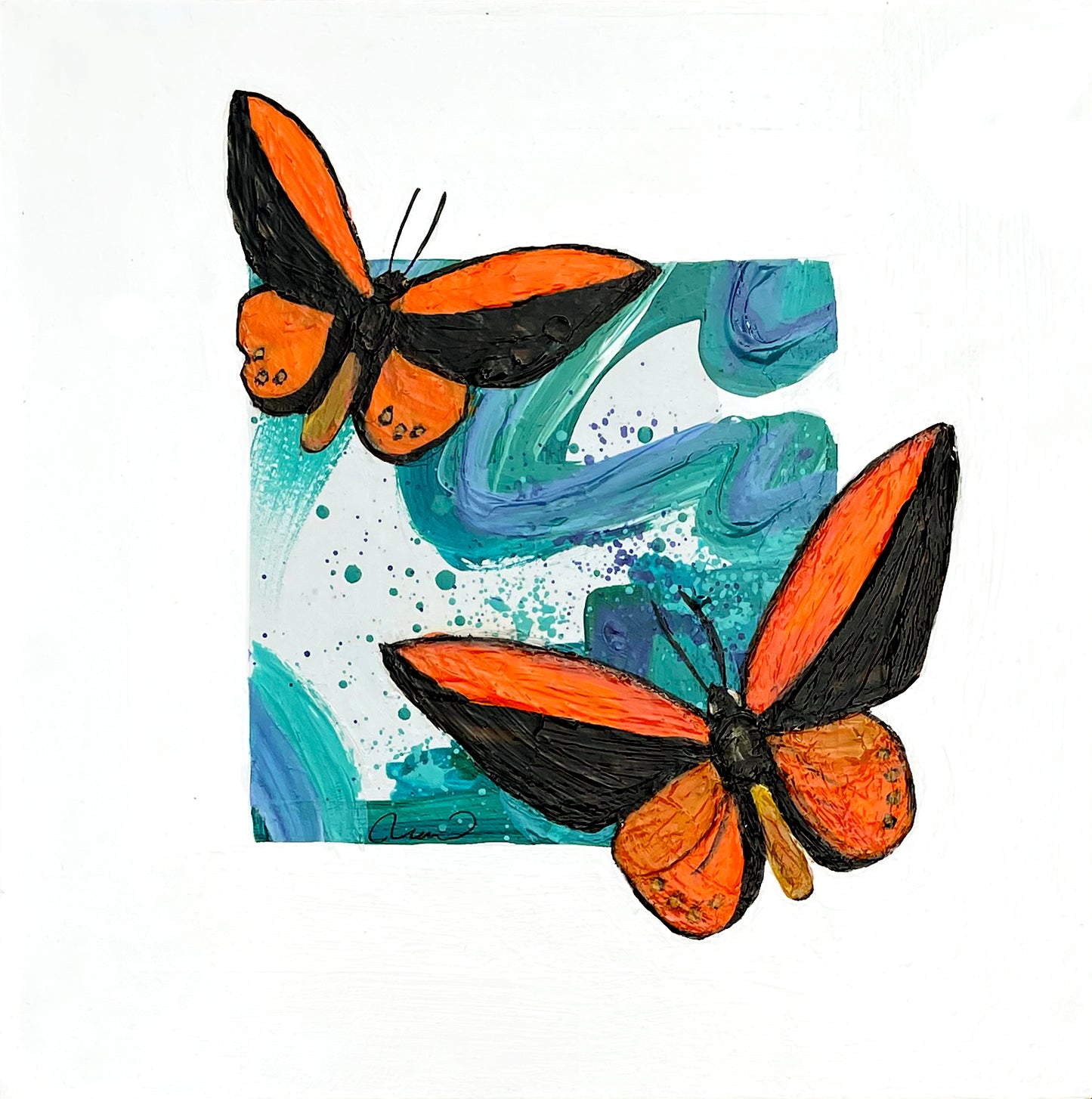 Orange Flow in Teal