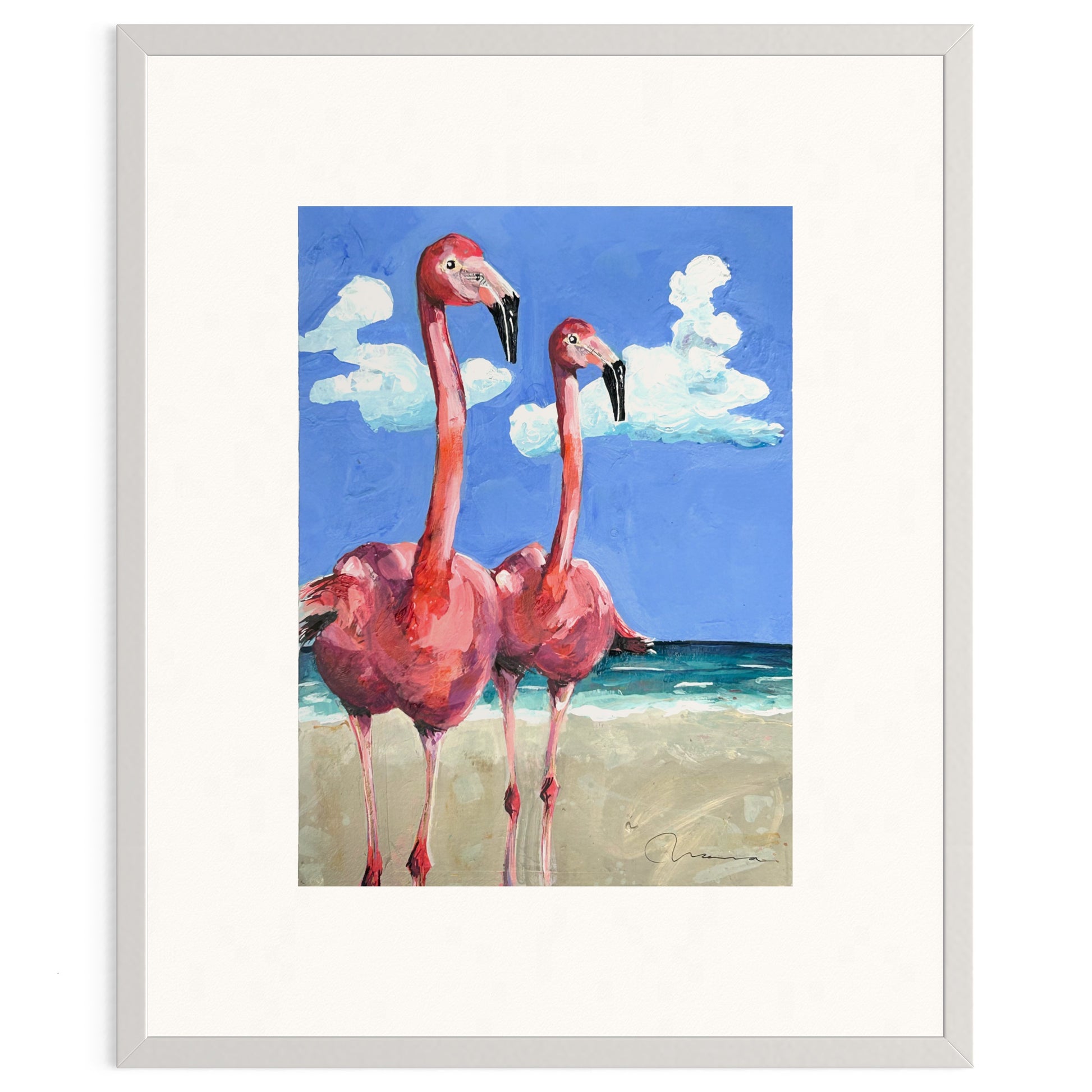 Newlywed Flamingos at the beach